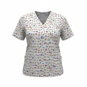 Natural Uniforms Women's V Neck Scrub Top Size Small Flowers Butterflies Spring